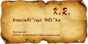 Kopcsányi Réka névjegykártya